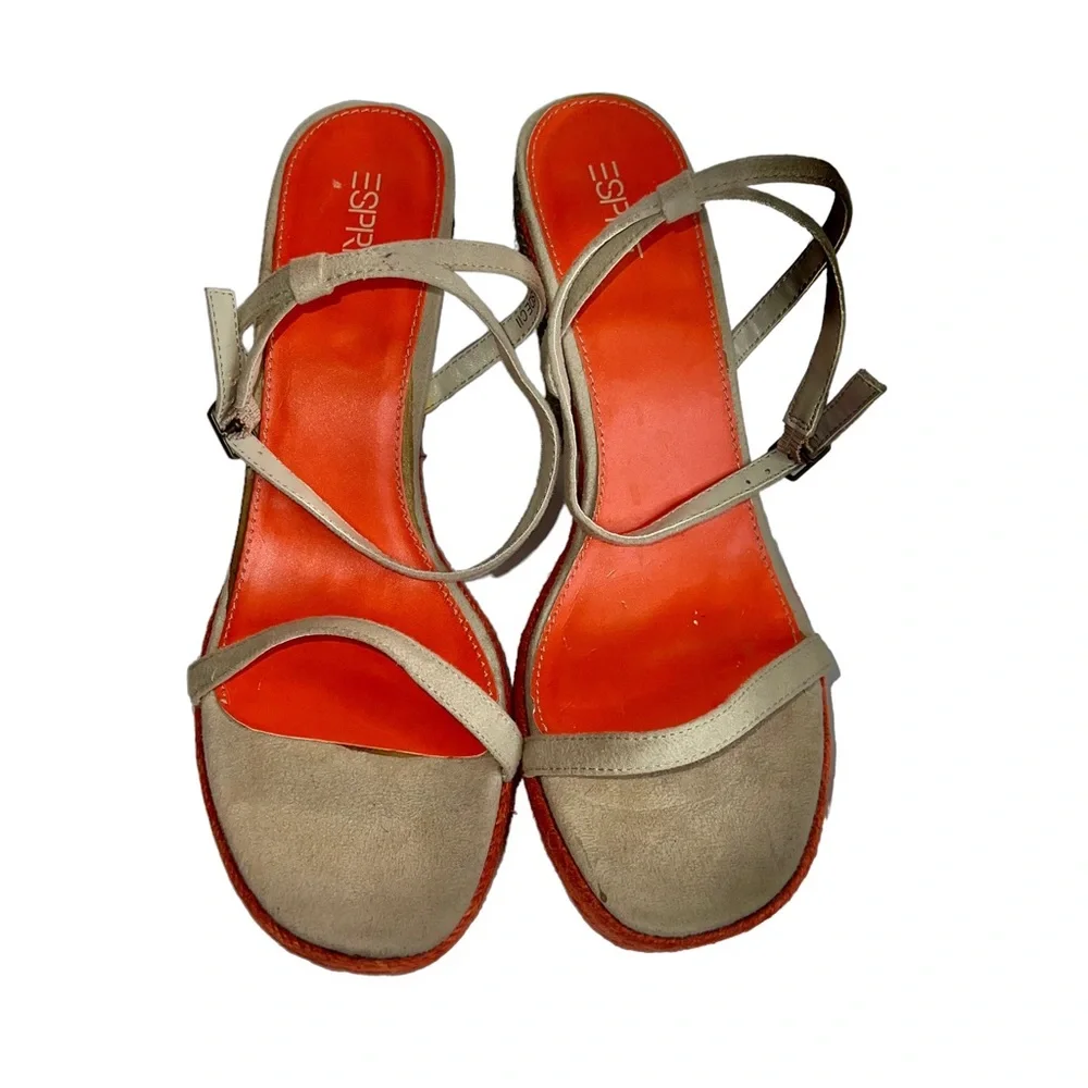 Esprit Strappy Orange and Beige Sandel Platform Heels